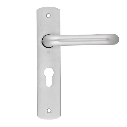 Noxxa vastdraaibare deurkruk 1408 op gegoten aluminium kortschild 200x42mm - curve - kleur F1 mat - uitvoering PC55 product photo