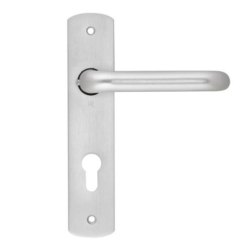 Noxxa vastdraaibare deurkruk 1408 op gegoten aluminium kortschild 200x42mm - curve - kleur F1 mat - uitvoering PC72 product photo