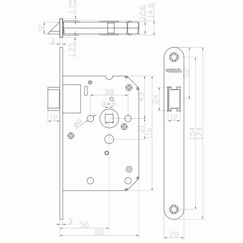 Noxxa loopslot - afgeronde zwart gelakte voorplaat 174x20mm - doornmaat 50mm - DIN links/rechts product photo https://media.isero.nl/Isero-IseroNL-Site/images/L/2302274_5.jpg L