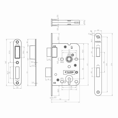 Noxxa magneet dag- en nachtslot - afgeronde rvs voorplaat 174x20mm - SL56 - doornmaat 50mm - DIN links/rechts product photo https://media.isero.nl/Isero-IseroNL-Site/images/L/2302277_5.jpg L