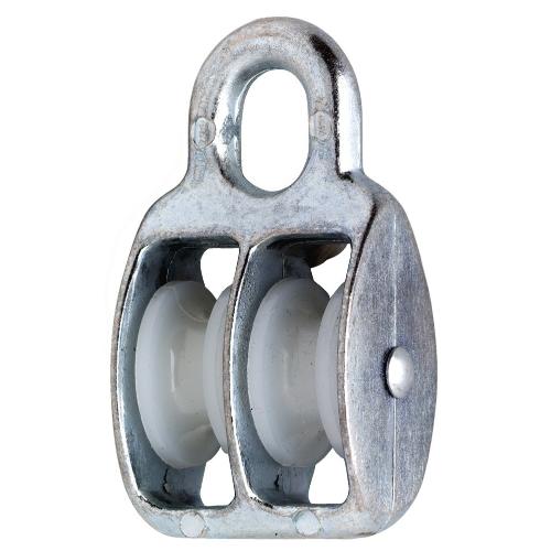 Katrol met nylon wiel dubbel verzinkt 12x50mm product photo