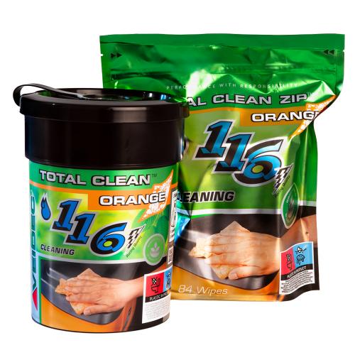 Veidec reinigingsdoeken scrub Total Clean Orange Refill Zip 84 wipes 25x30cm per zak product photo