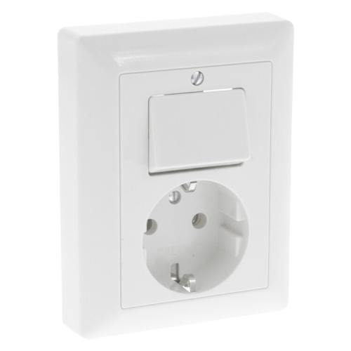 Jung contactdoos combinatie inbouw wissel met ra alpine wit serie AS500 Ral 9016 Los product photo