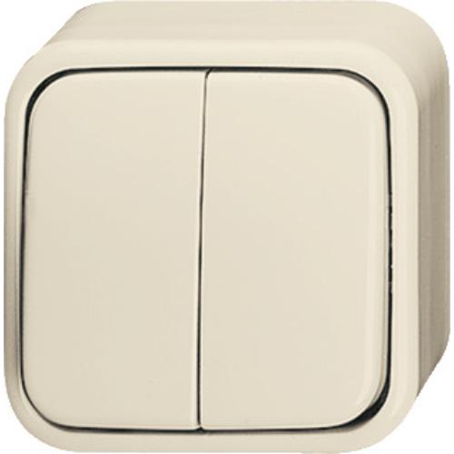ABB Busch-Jaeger schakelaar opbouw wissel zonder afdekraam creme wit Standaard Aplus Ral 1013 2CKA001042A1020 product photo