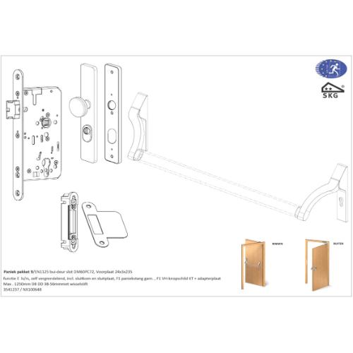 Noxxa paniekpakket 9 - EN1125 - voor enkele buitendeur - paniekstang garnituur product photo