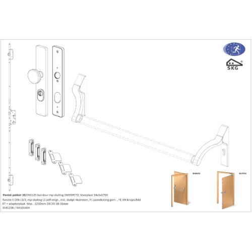 Noxxa paniekpakket 10 - EN1125 - voor enkele buitendeur - paniekstang garnituur product photo