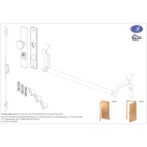 Noxxa paniekpakket 11 - EN1125 - voor enkele buitendeur - paniekstang garnituur product photo