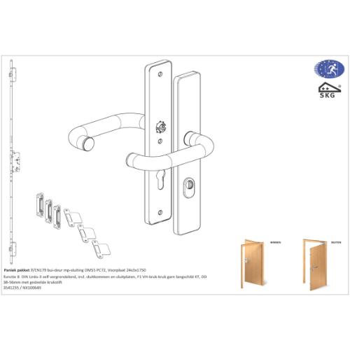 Noxxa paniekpakket 7 - EN179 - voor enkele buitendeur - kruk-kruk garnituur product photo
