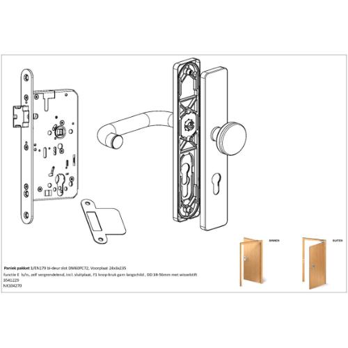 Noxxa paniekpakket 1 - EN179 - voor enkele binnendeur - knop-kruk garnituur product photo