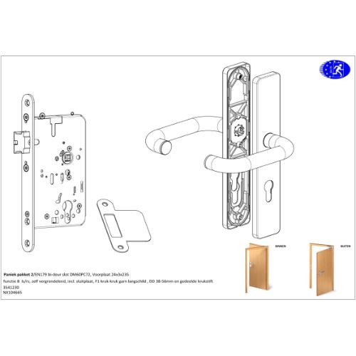 Noxxa paniekpakket 2 - EN179 - voor enkele binnendeur - kruk-kruk garnituur product photo