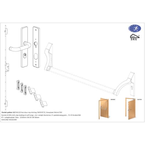 Noxxa paniekpakket 12 - EN1125 - voor enkele buitendeur - paniekstang garnituur product photo