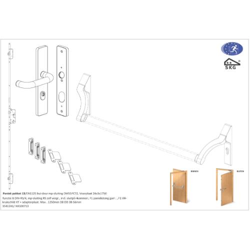 Noxxa paniekpakket 13 - EN1125 - voor enkele buitendeur - paniekstang garnituur product photo