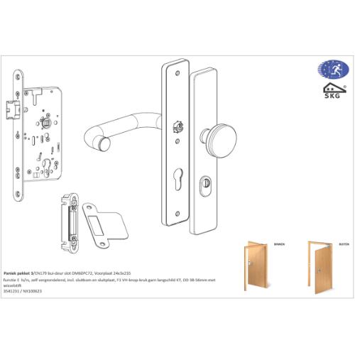 Noxxa paniekpakket 3 - EN179 - voor enkele buitendeur - knop-kruk garnituur product photo