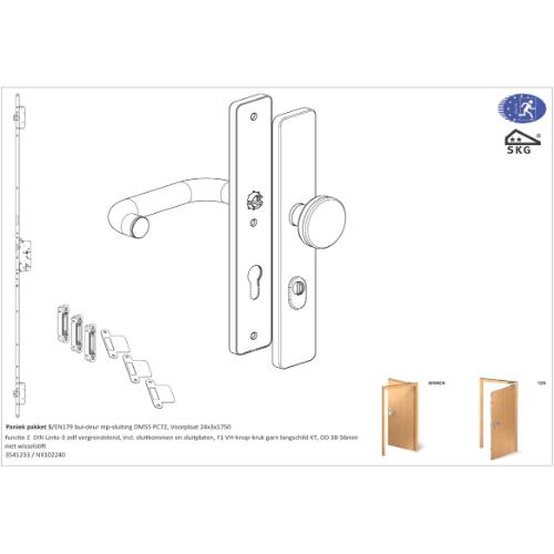 Noxxa paniekpakket 5 - EN179 - voor enkele buitendeur - knop-kruk garnituur product photo