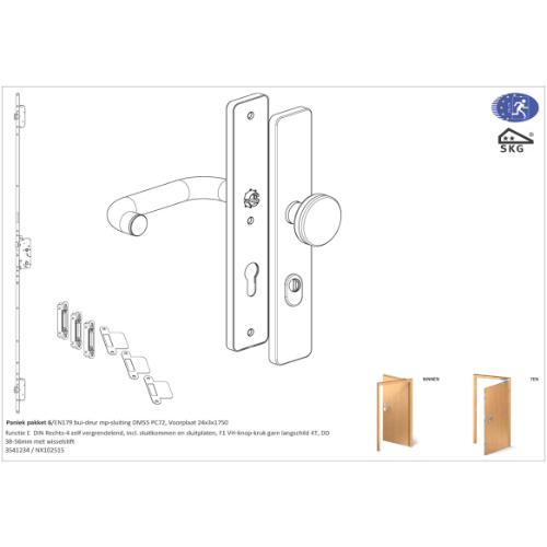 Noxxa paniekpakket 6 - EN179 - voor enkele buitendeur - knop-kruk garnituur product photo
