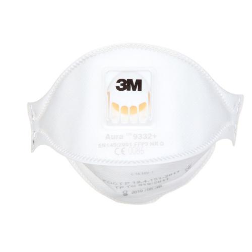 3M™ Aura™ stofmasker FFP3 met ventiel 9332+ doos 10 stuks product photo https://media.isero.nl/Isero-IseroNL-Site/images/L/2340240_10.jpg L