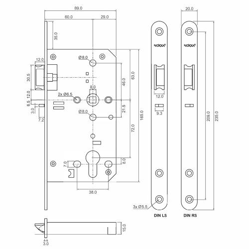 NOXXA cilinderloopslot met dagschootblokkering - afgeronde rvs voorplaat 235x20mm - PC72 - doornmaat 60mm - DIN links - fluisterdagschoot product photo https://media.isero.nl/Isero-IseroNL-Site/images/L/2453474_5.jpg L