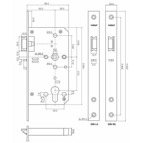 NOXXA cilinderloopslot met dagschootblokkering - rechthoekige rvs voorplaat 235x24mm - PC72 - doornmaat 60mm - DIN rechts - fluisterdagschoot product photo https://media.isero.nl/Isero-IseroNL-Site/images/L/2453480_5.jpg L