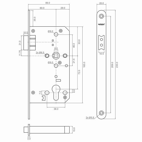 Noxxa magneet loopslot - afgeronde rvs voorplaat 235x20mm - doornmaat 60mm - DIN links/rechts product photo https://media.isero.nl/Isero-IseroNL-Site/images/L/2453483_5.jpg L