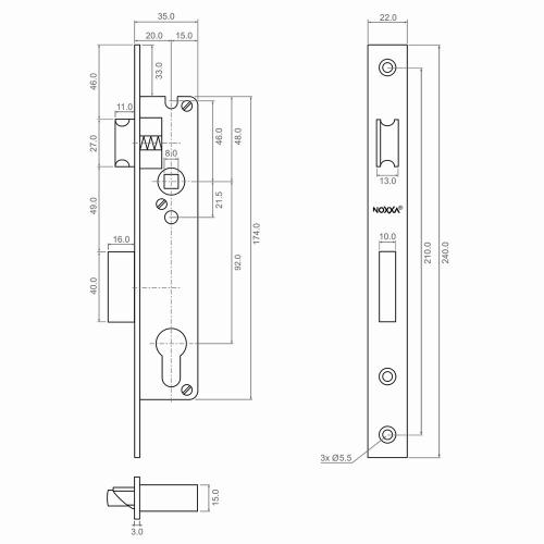 Noxxa smaldeur dag- en nachtslot - rechthoekige rvs voorplaat 240x22mm - PC92 - doornmaat 20mm - DIN links/rechts product photo https://media.isero.nl/Isero-IseroNL-Site/images/L/2453487_5.jpg L
