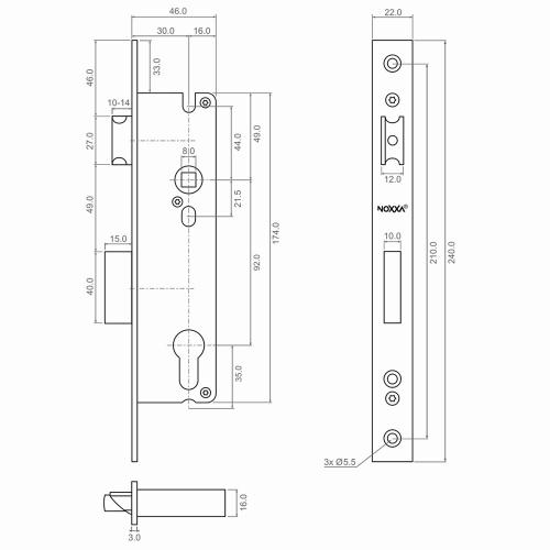 Noxxa smaldeur dag- en nachtslot - rechthoekige rvs voorplaat 240x22mm - PC92 - doornmaat 30mm - DIN links/rechts product photo https://media.isero.nl/Isero-IseroNL-Site/images/L/2453489_5.jpg L