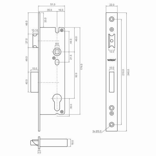 Noxxa smaldeur dag- en nachtslot - rechthoekige rvs voorplaat 240x22mm - PC92 - doornmaat 35mm - DIN links/rechts product photo https://media.isero.nl/Isero-IseroNL-Site/images/L/2453490_5.jpg L