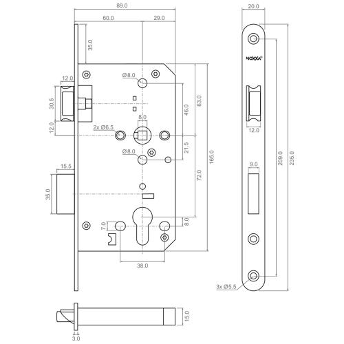 NOXXA dag- en nachtslot - afgeronde rvs voorplaat 235x20mm - PC72 - doornmaat 60mm - DIN links/rechts - fluisterdagschoot product photo https://media.isero.nl/Isero-IseroNL-Site/images/L/2453498_5.jpg L