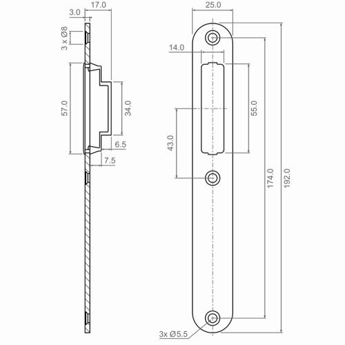 Noxxa magneetsluitplaat inclusief sluitkom - voor magneetloopslot - afgeronde rvs voorplaat 192x25mm - DIN links/rechts product photo https://media.isero.nl/Isero-IseroNL-Site/images/L/2453503_5.jpg L