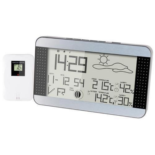 Weerstation dag en datum met buitenvoeler zilver Type WS-1700 afmeting 132x221x27mm product photo