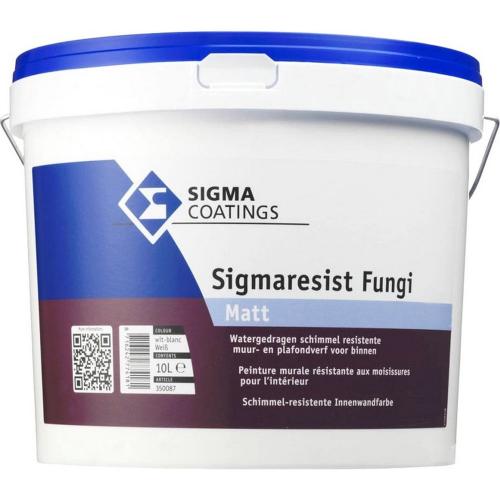 Muurverf sigmaresist fungi matt wit schimmelbestendig 10L RAL 9010 product photo