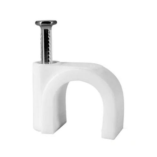 Kabelclips wit rond inhoud 100st (spijkerclip) 5mm (vast zetten huishoudsnoer) product photo