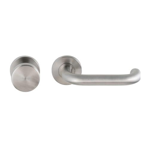 Deurkruk D-model op rozet krukverend - knop vlak vast - RVS - klasse 4 - deurdikte 37-47mm product photo