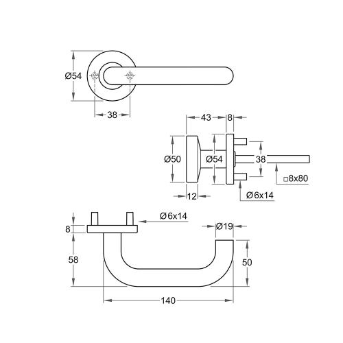 Deurkruk D-model op rozet krukverend - knop vlak vast - RVS - klasse 4 - deurdikte 37-47mm product photo https://media.isero.nl/Isero-IseroNL-Site/images/L/2522888_5.jpg L