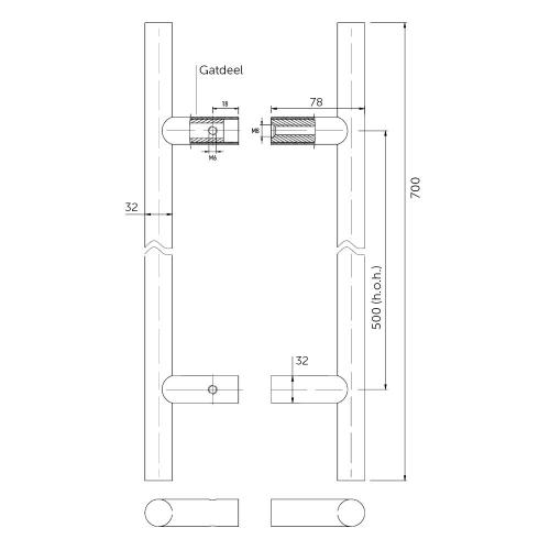 Noxxa deurgreep T-model - 700x78x32mm - h.o.h. 500mm - gatdeel - rvs mat geborsteld product photo https://media.isero.nl/Isero-IseroNL-Site/images/L/2535209_5.jpg L