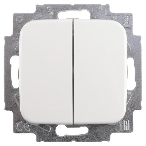 ABB Busch-Jaeger basisunit schakelaar inbouw 2x wissel polar wit basiselement serie Reflex Si Ral 9010 duurzaam doosje product photo