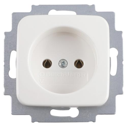 ABB Busch-Jaeger wandcontactdoos inbouw 1 voudig zonder ra alpin wit serie Reflex Si Ral 9010 duurzaam doosje product photo