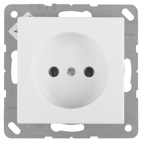 Jung wandcontactdoos inbouw 1 voudig zonder ra alpine wit serie AS500 Ral 9016 in duurzaam doosje product photo
