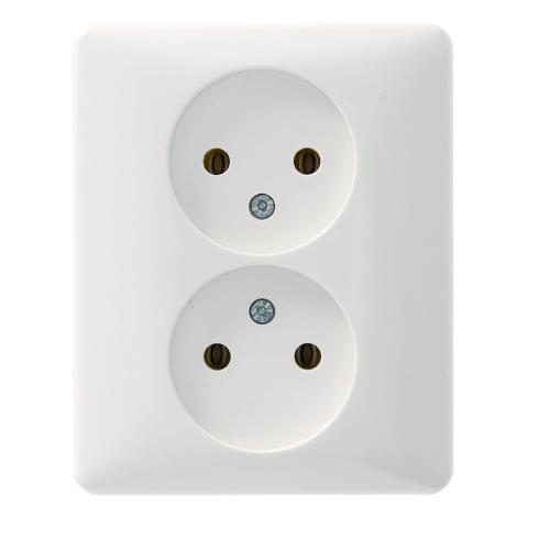 Honeywell Peha wandcontactdoos inbouw 2 voudig zonder randaarde polarwit serie Standaard Ral 9010 duurzaam doosje product photo