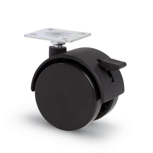 Meubelwiel met kap Nylon met plaat 38x38mm geremd 50mm product photo