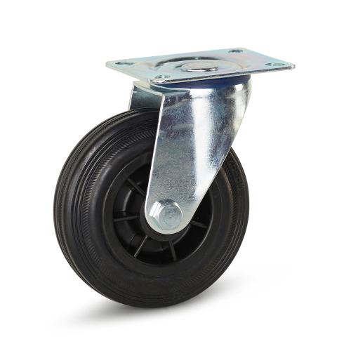 Meso zwenkwiel 125mm zwart rubber met plaat draagvermogen 120kg IS050 product photo