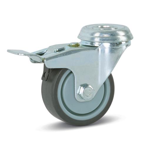 Zwenkwiel trolley geremd met centraal gat 40kg 50mm product photo