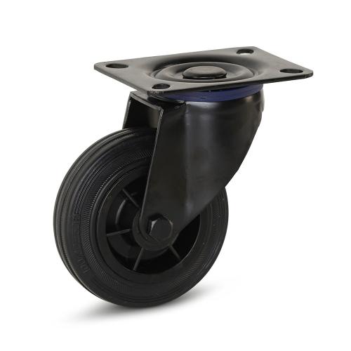 Zwenkwiel rubber zwart 75kg 100mm product photo