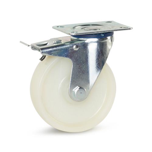 Zwenkwiel nylon geremd met topplaat 250kg 125mm product photo