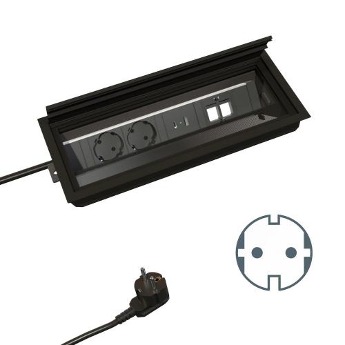 Bureau inbouw stopcontact 2x stopcontact + 1x USB-A + USB-C product photo