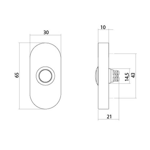 Deurbel ovaal verdekt PVD messing getrommeld 65x30x10mm product photo https://media.isero.nl/Isero-IseroNL-Site/images/L/2595992_1.jpg L