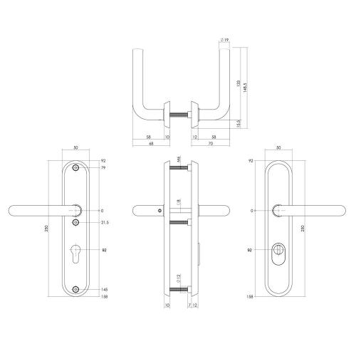 Veiligheidsbeslag ovaal SKG3 Luzern KT RVS getrommeld kruk/kruk 250x50mm profielcilindergat 92mm product photo https://media.isero.nl/Isero-IseroNL-Site/images/L/2596187_1.jpg L