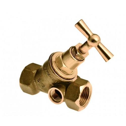 Stopkraan messing met bovendeel en aftap excl. 2x binnendraa 1/2 duims product photo