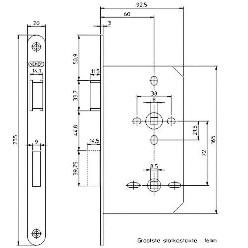 Nemef vrij & bezetslot - DM60mm - WC72mm - krukgat 8mm - voorplaat RVS 20x235mm afgerond - messing dag- en nachtschoot - DR 1+2+3+4 product photo https://media.isero.nl/Isero-IseroNL-Site/images/L/2612827_1.jpg L