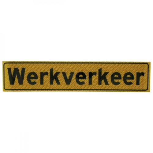 Tekstbord werkverkeer 110x400mm magnetisch geel/zwart reflecterend product photo
