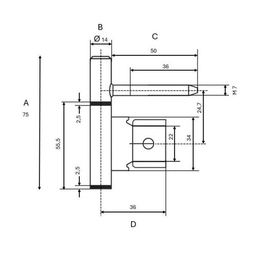 Noxxa inboorpaumelle - zwart gelakt - 75x14 mm - voor Polynorm Z Theuma Solid stalen kozijn product photo https://media.isero.nl/Isero-IseroNL-Site/images/L/2694742_5.jpg L